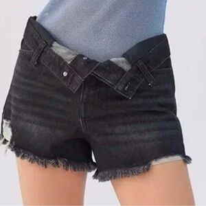 BDG urban outfitters Black fold over v-front Jean Shorts